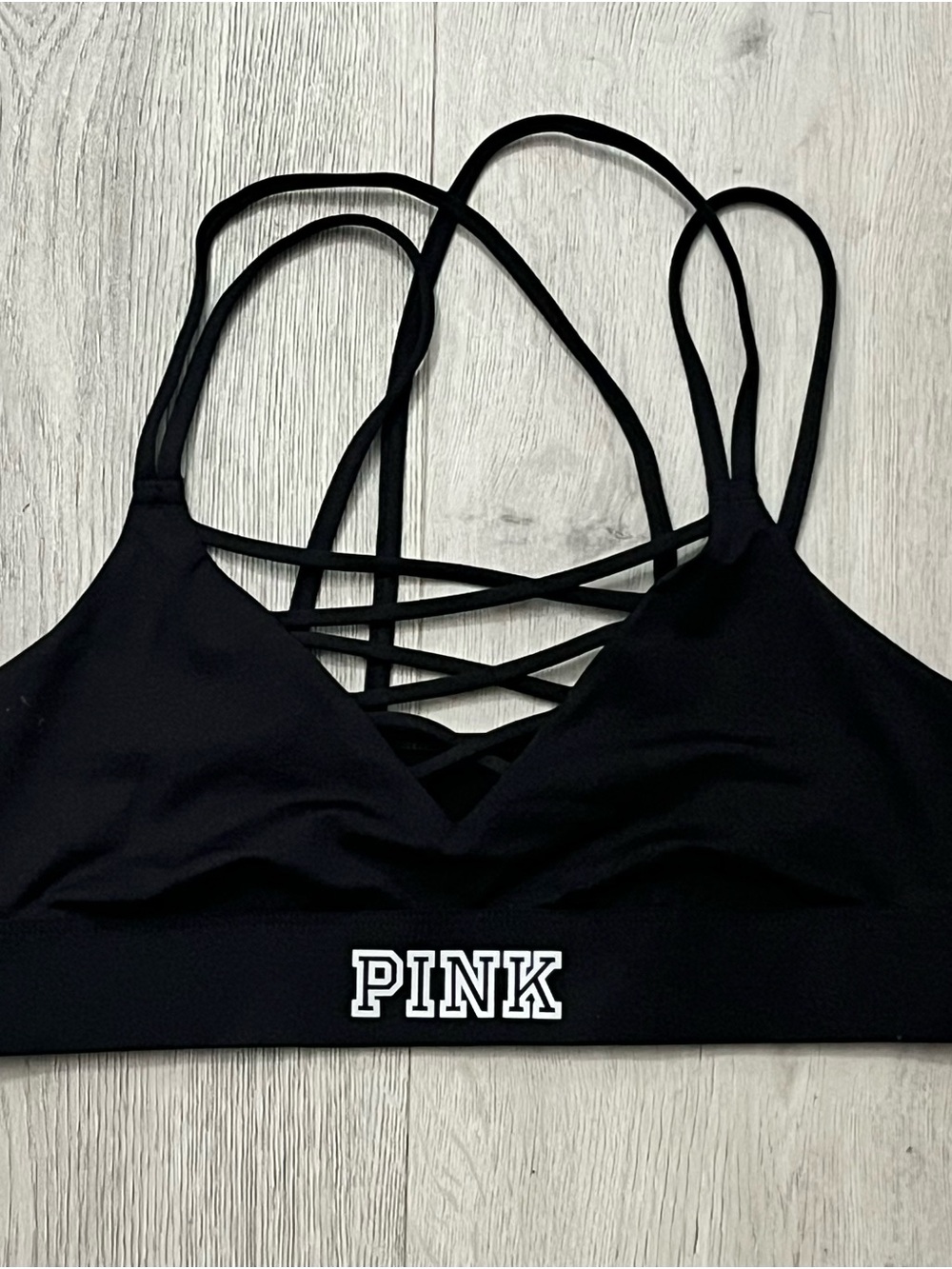 Victoria's Secret PINK Black Strappy Crisscross Sports Bra